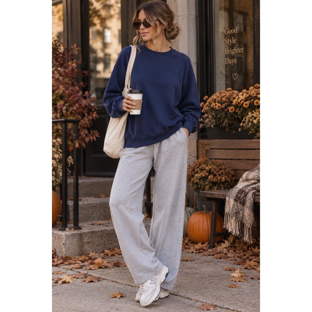 Pact Organic Cotton Womens Raglan Sweatshirt Blue Crewneck Pullover M Athleisure